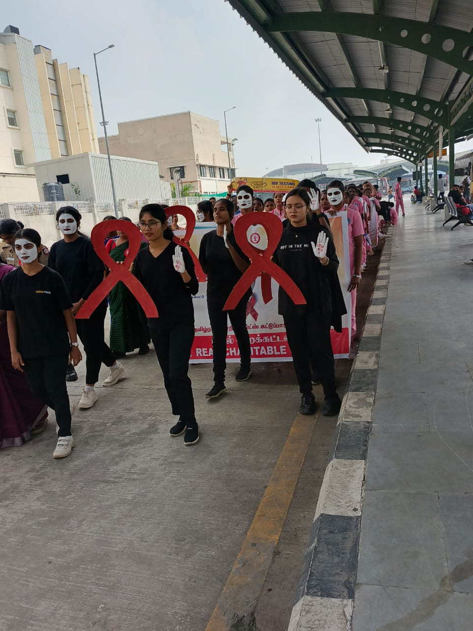 World AIDS Day in Kilambakkam Bus Terminus